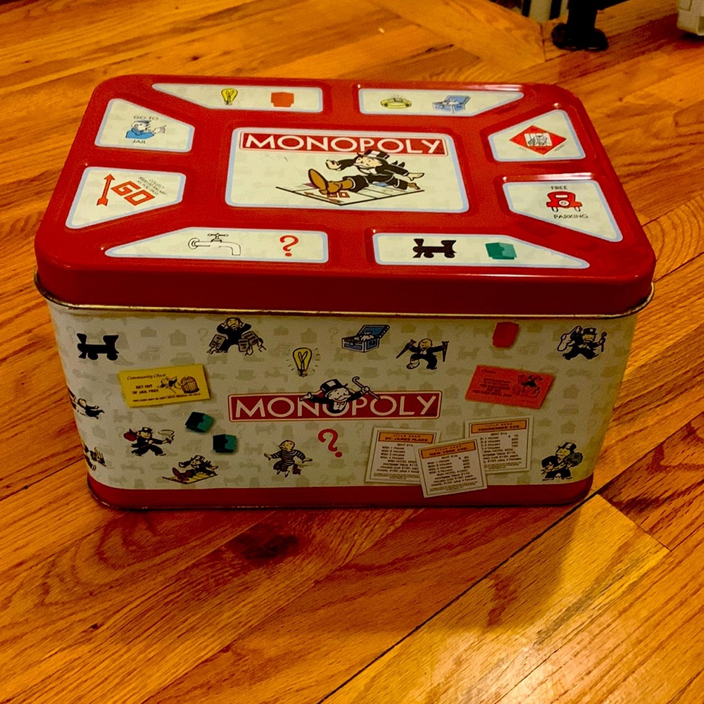 Vintage Monopoly tin. Rare find. Good condition. Some signs of wear.